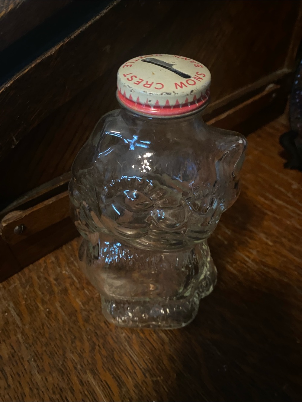 Vintage Snow Crest Glass Cat Bank -Amazing Condition- 1950’s-
